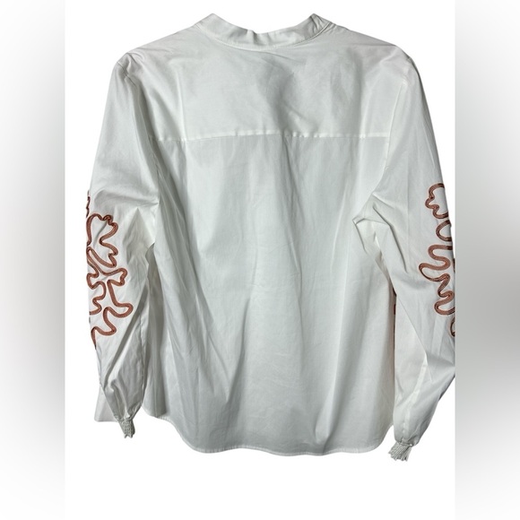 NWT Chico’s Poplin Embroidered Shirt Button Down Women’s L White Accent Sleeves - Picture 5 of 12
